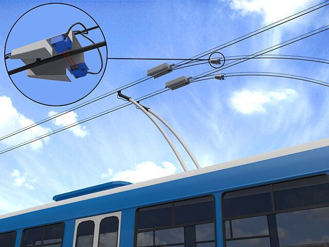Rugged Photoelectric Sensor Detects Presence of Trolley-Bus Current Collector