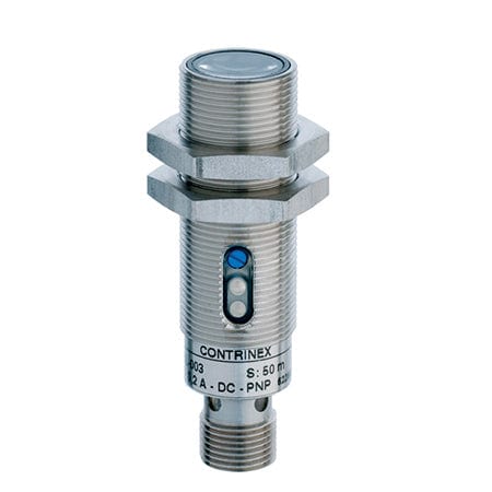 Standard Through beam M18 50000 mm Stainless steel V2A 3 turn pot. Laser class 2, red 660 nm